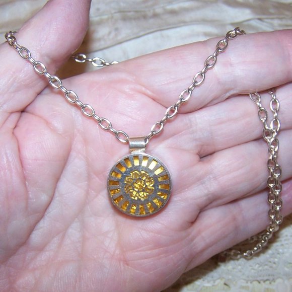 VICTORIA VARGA Sterling Silver Chain Necklace with Yellow Glass Sliding Pendant - Picture 6 of 11